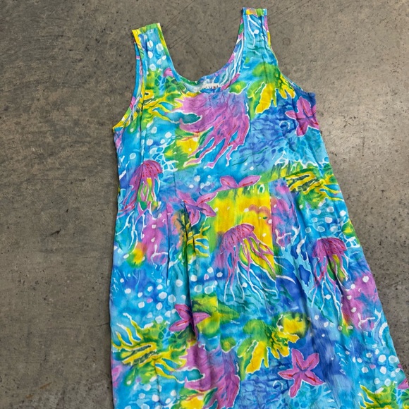 Vintage Jams World Multicolor Oceanic Colorful Tank Midi Dress Size L Art Y2k - Picture 4 of 7